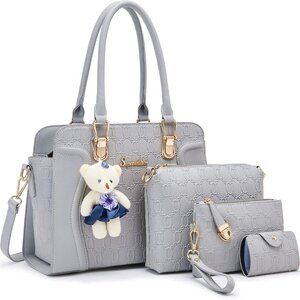 Women's Fashion Handbags Tote Bags Shoulder Bag Top Handle Satchel Purse Set 4pc